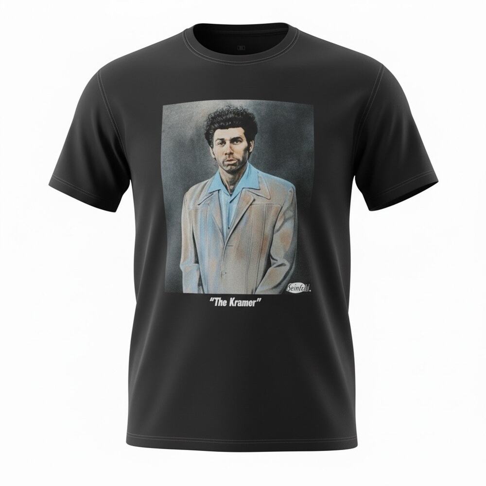 SEINFELD "THE KRAMER" KRAMER PORTRAIT ADULT BLACK T-SHIRT Size M